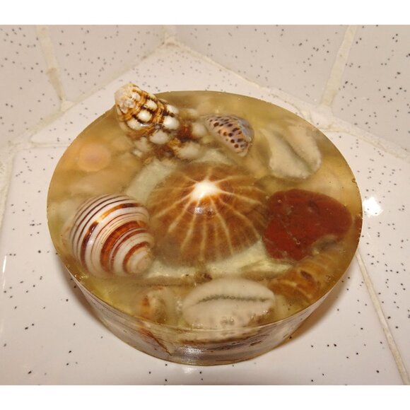Vintage Handmade Seashell Resin Paperweight ocean theme beach office tikiroom - Picture 1 of 13